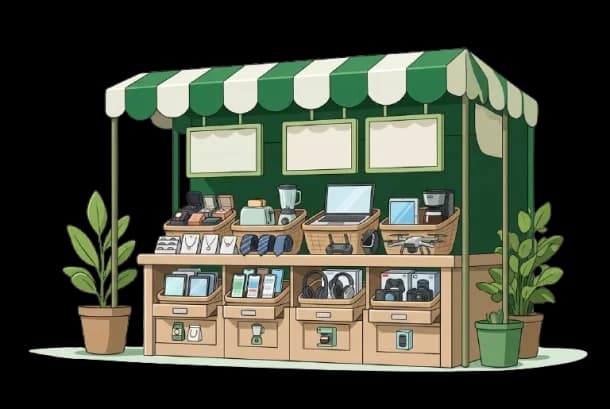 Vendor Workspace — produce market with fresh goods